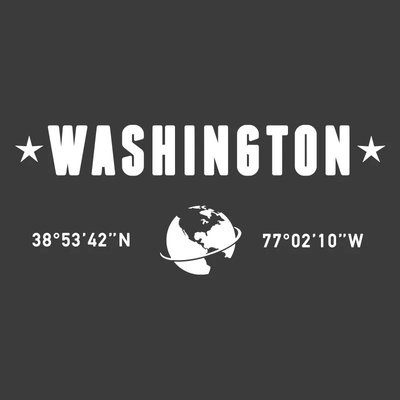 Washington DC Coordinates Planet Earth White