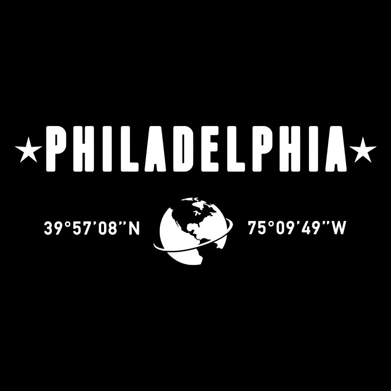Philadelphia Coordinates Planet Earth White