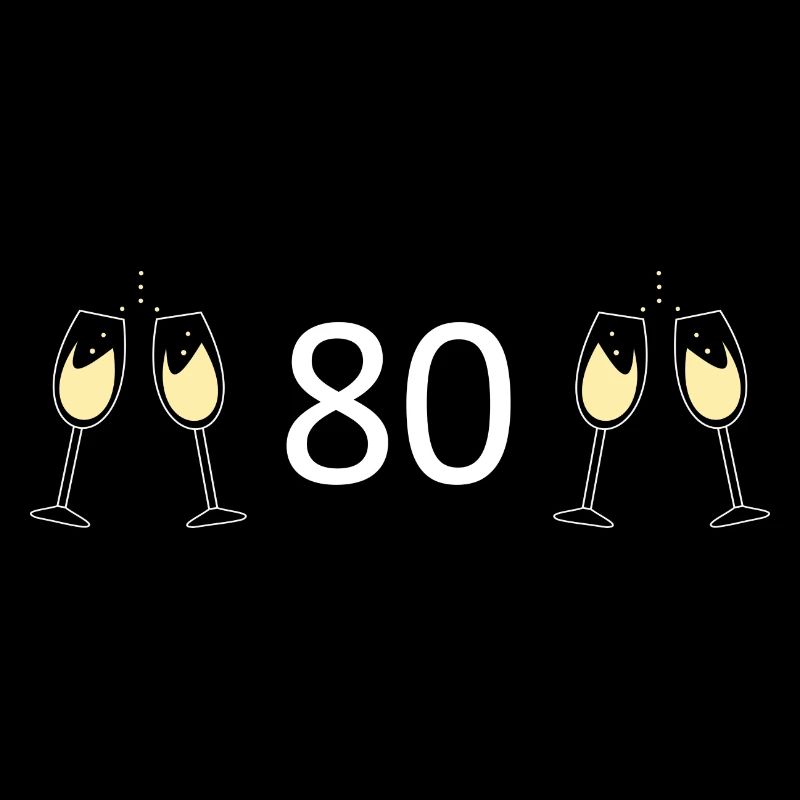 80th Birthday 80th Anniversary 80 Number 80 white