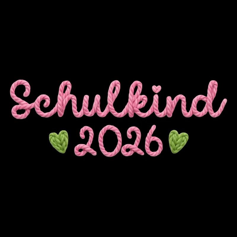 School Child 2026 with Hearts Faux Yarn Knitting Pattern