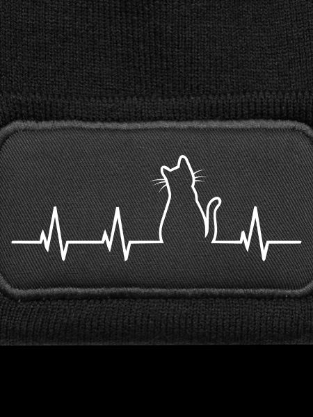 Cat silhouette with heartbeat