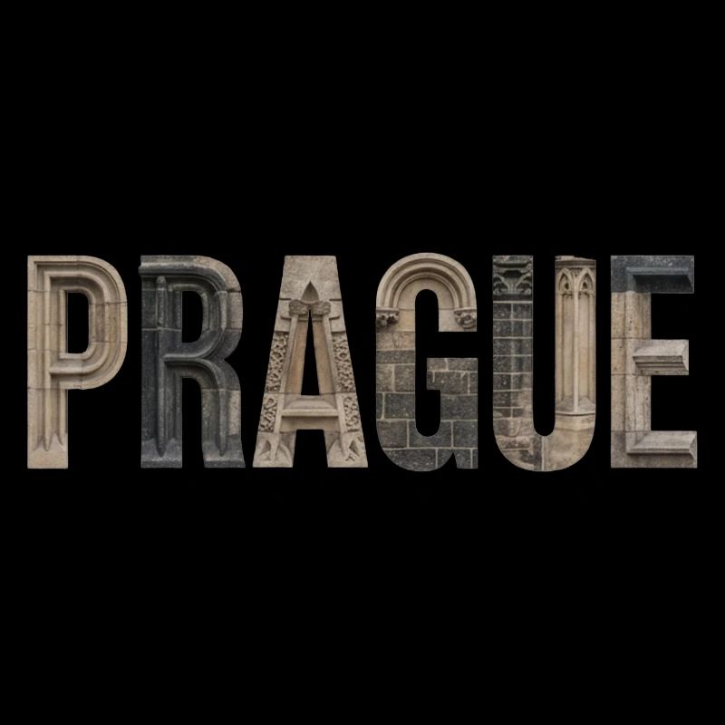 Prague Typography with Historical Architecture