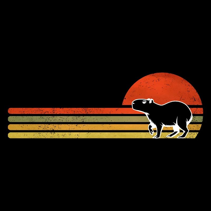 Retro capybara Sonnenuntergang Silhouette