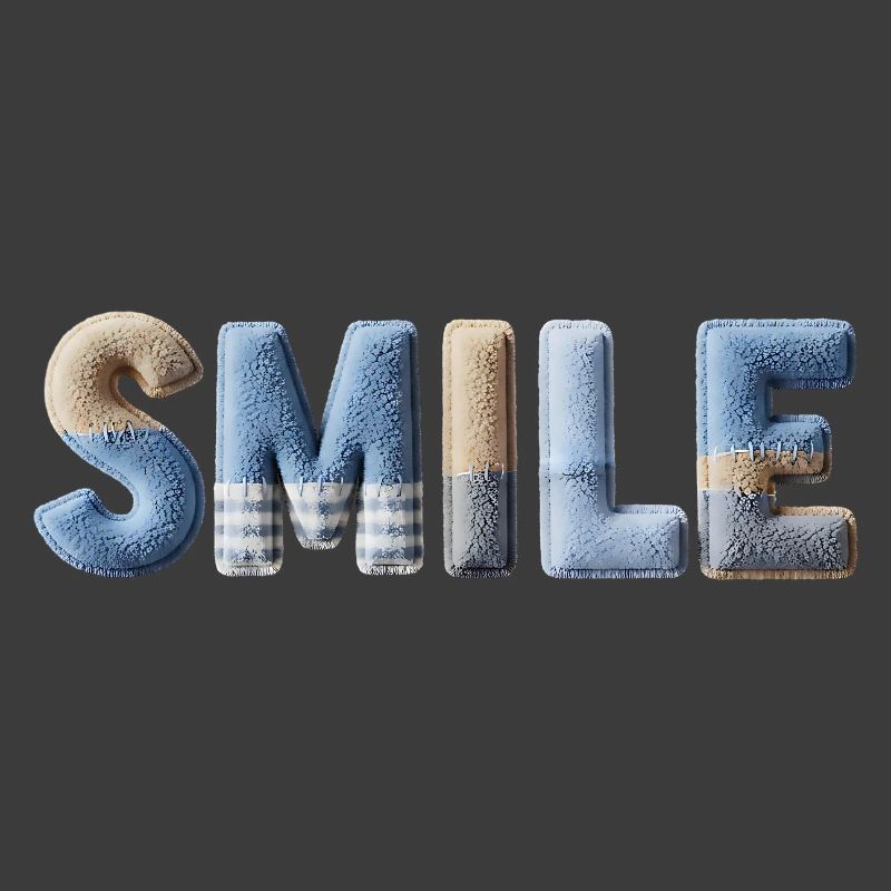 Smile Patchwork Trend Lettering Style Handmade