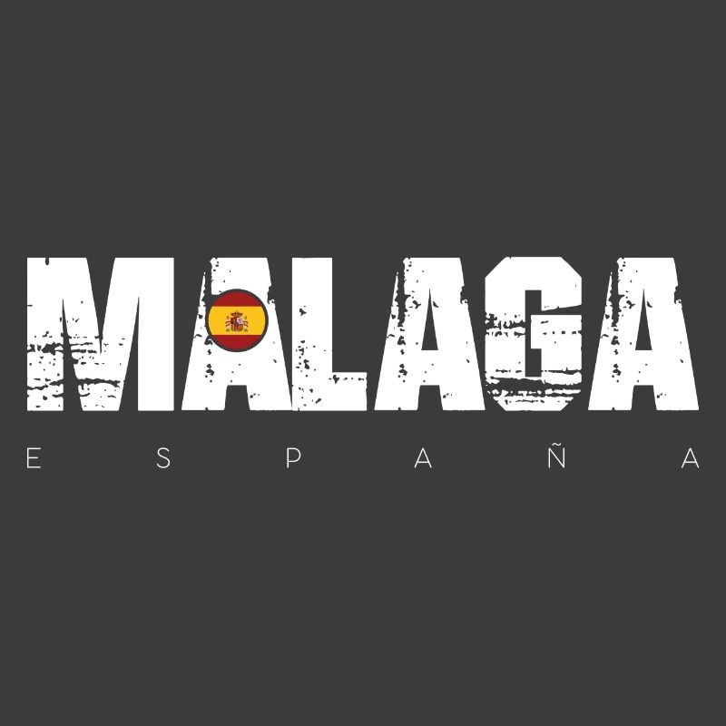 Málaga Distressed Text mit spanischer Flagge