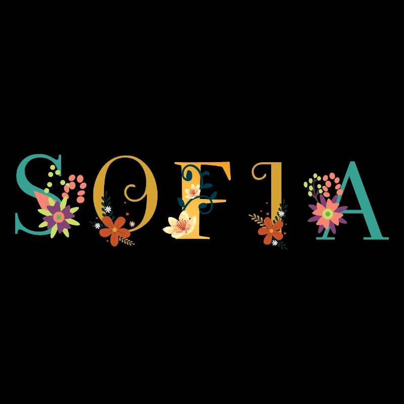 SOFIA Prénom Art avec fleurs brodées