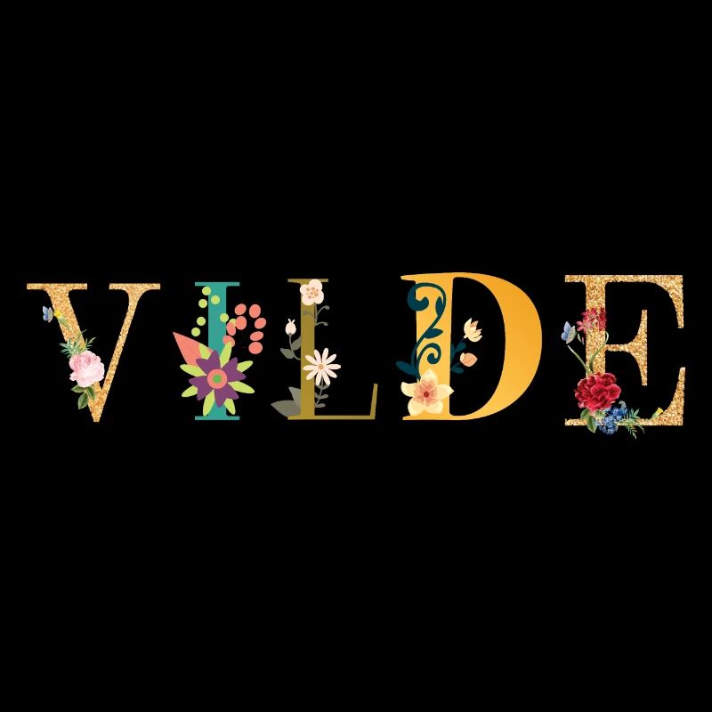 VILDE Name mit Blumen geschmückt