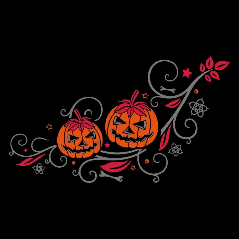 Halloween Ranke mit Kürbissen und Blumen