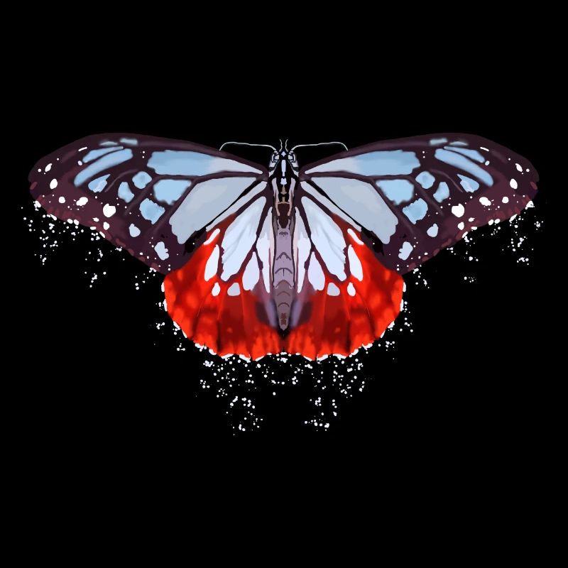 Papillon avec des taches bleues et rouges