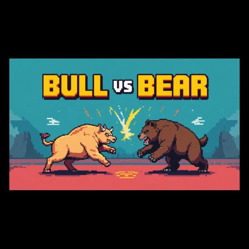 Pixel Art Bull vs Bear Battle