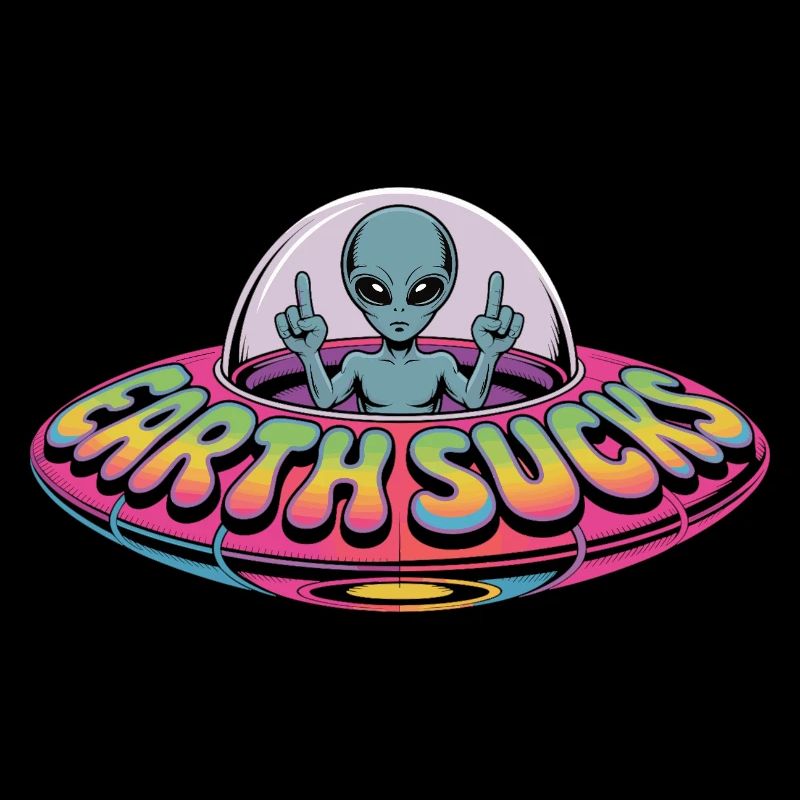 Alien T-Shirt Earth Sucks – UFO Geschenkidee