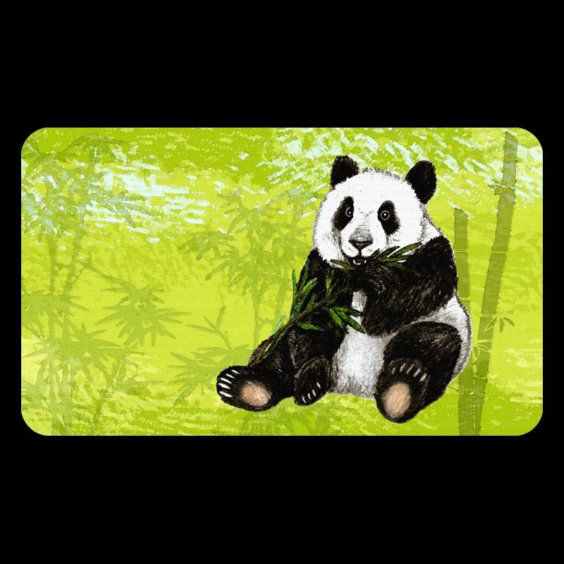Cute panda bear with bamboo in bamboo forest