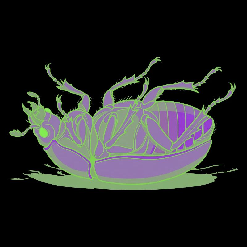 Insecte vert néon violet