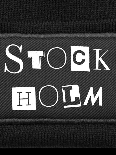 Stockholmer Schwarz-Weiß-Textdesign