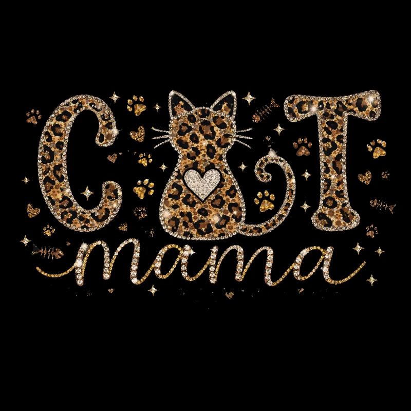 Cat Mama Katzenmama Leopard Herz Glitzer Design