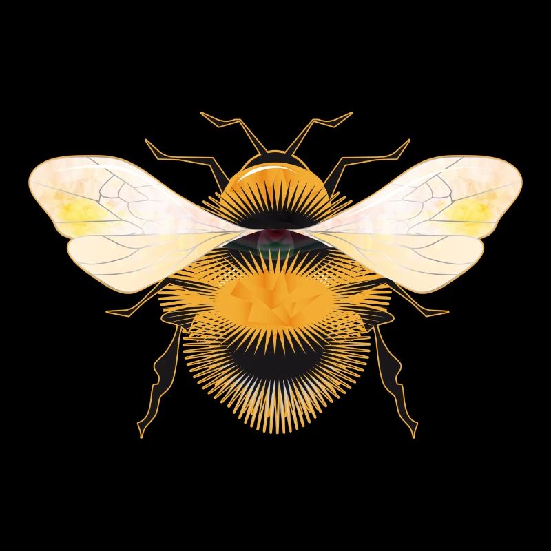 stylized bumblebee with iridescent wings