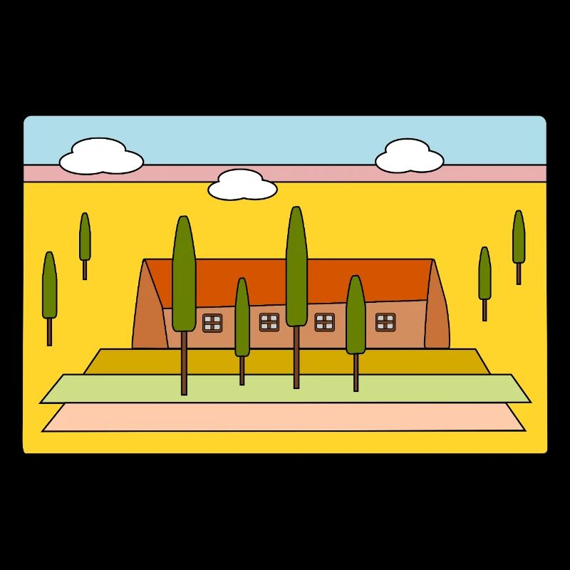 Landscape with cypress trees