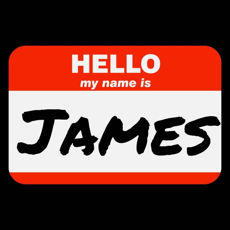 Hello My Name Is James Red Label with First Name