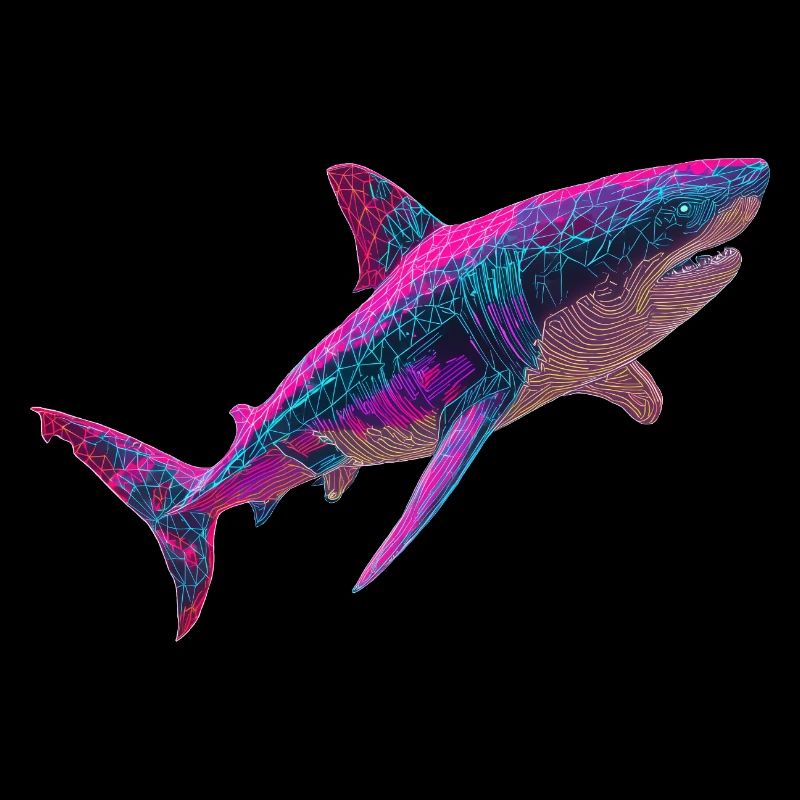 Neon Shark Glowing Cyberpunk Shark Graphic