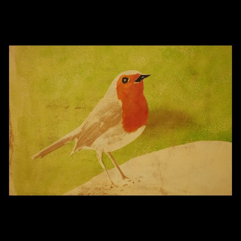 Vogelillustration mit rotem Bauch