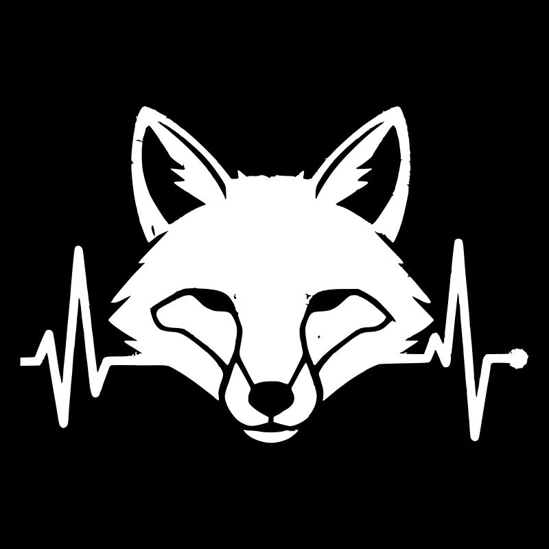 Fox Head Heartbeat ECG Forest Vector