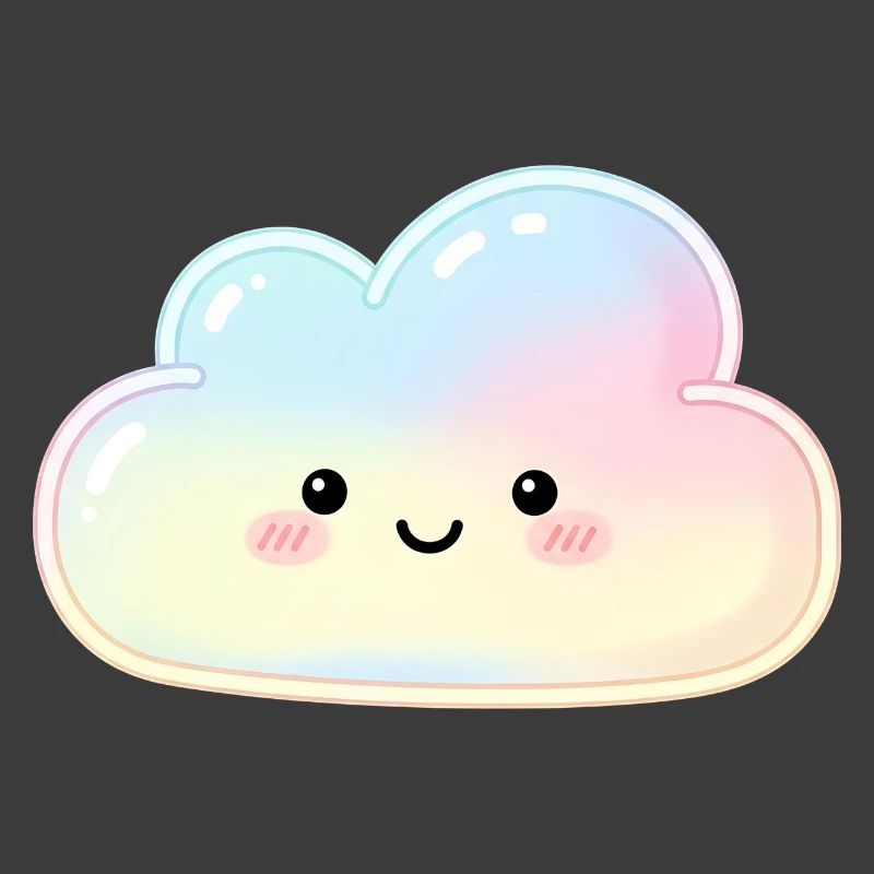 Pastel Cloud with Cute Face Sleep Cloud