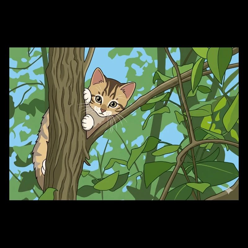 Chat explorant les branches