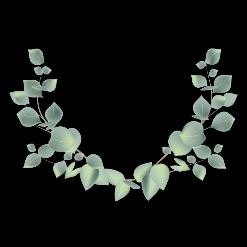 delicate eucalyptus branches as a half wreath