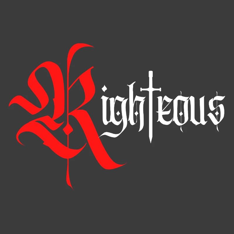 Gothique Righteous Design avec épée avec texte blanc