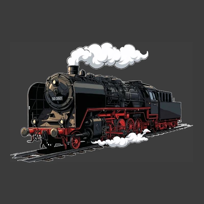 Dampflok Retro-Illustration
