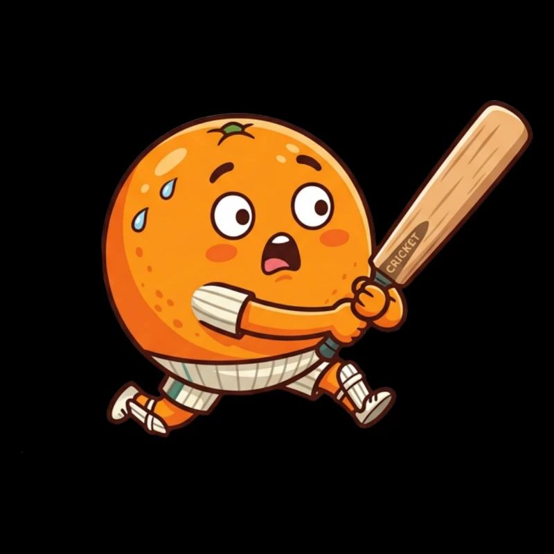 Funny Orange Doing Baseball Strike Cartoon