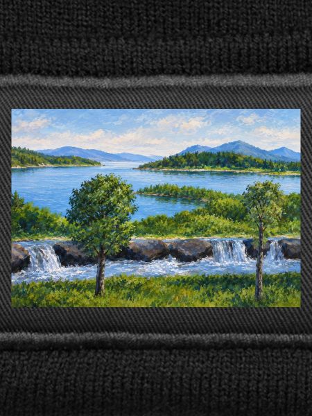 Flusslandschaft mit Wasserfall