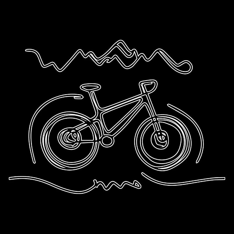 Minimalist Mountain and Bicycle Line Art