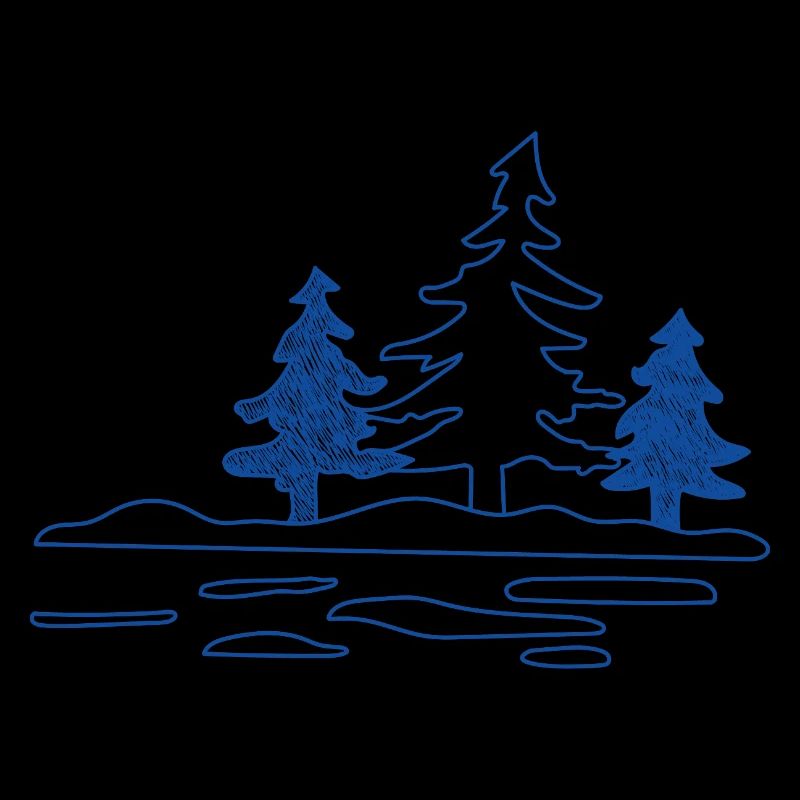 Abstract forest lake with pine trees
