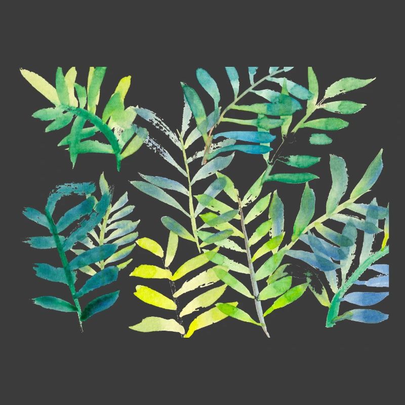 Branches de feuilles aquarelles