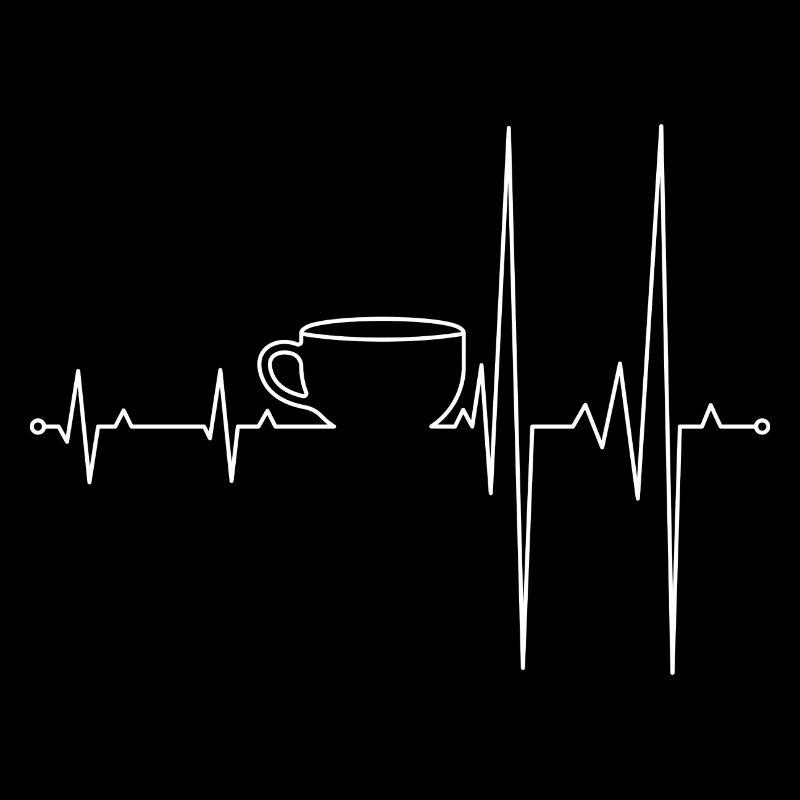 Coffee Heartbeat Line Art