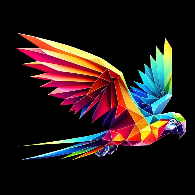 Perroquet origami multicolore géométrique 3d