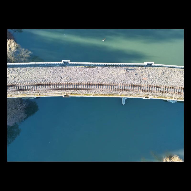 Bridge view over quiet river Viaduct Herdecke