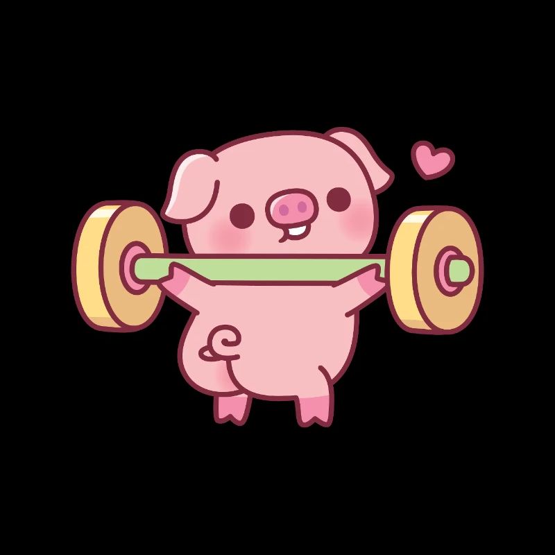 Funny Piggy Doing Squats With Weights