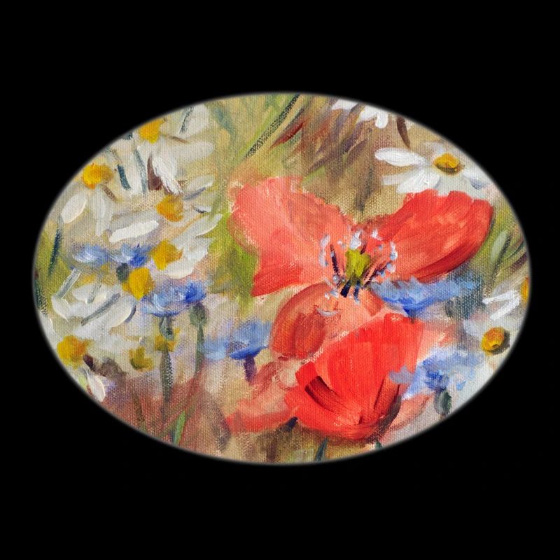 Rote Mohn- und Gänseblümchen-Wiesen-Malerei