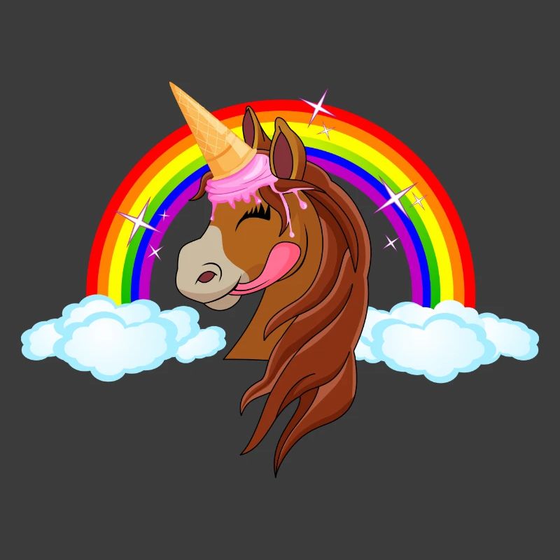 Pony mit Eis - Eishorn Einhorn Regenbogen Märchen