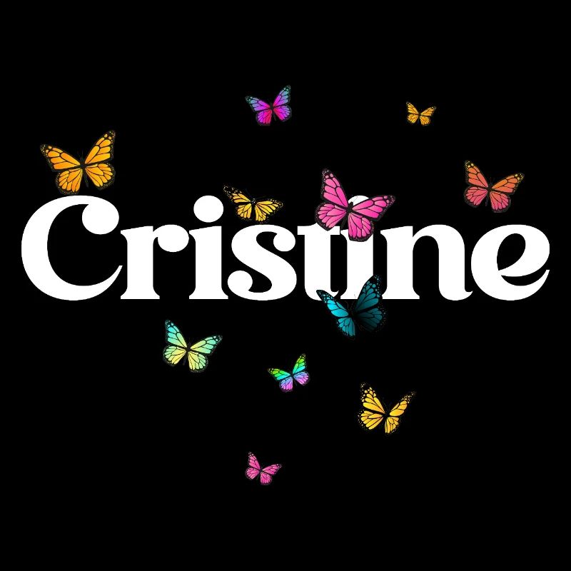Schöner Mädchenname mit Schmetterlingen CRISTINE