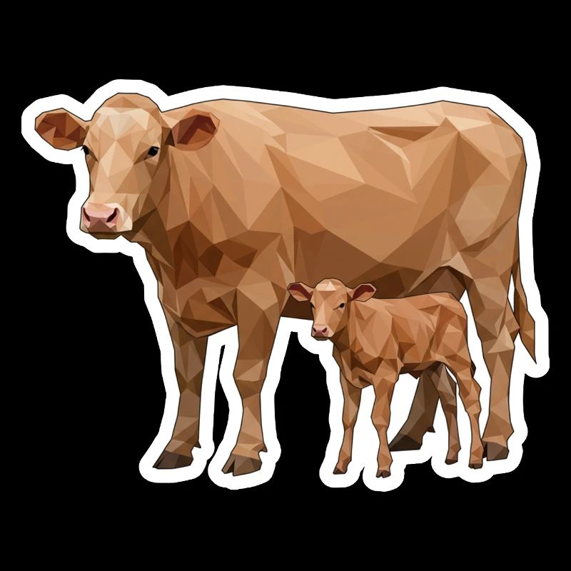 Vache et veau – L’art polygonal dans le style moderne
