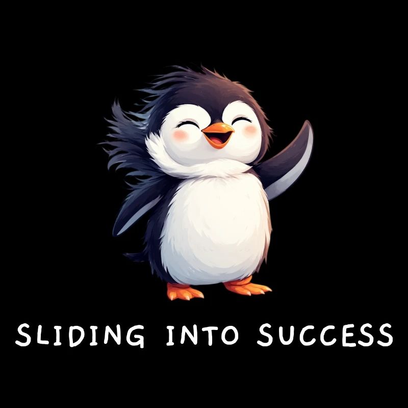Citation du pingouin mignon « Glisser vers le succès »