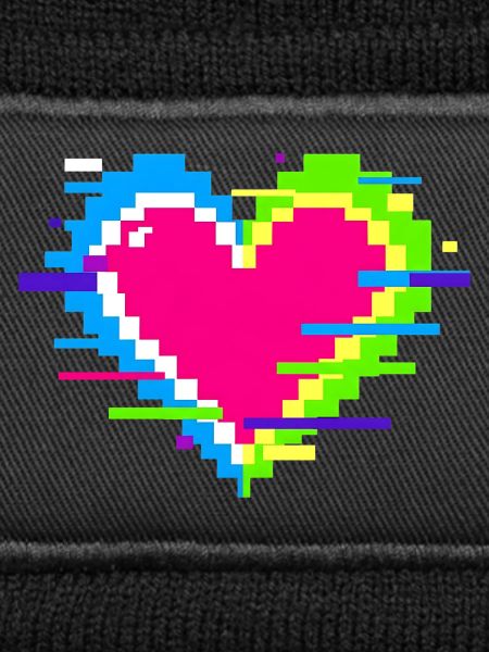 Pixelherz Neon Glitch Regenbogen