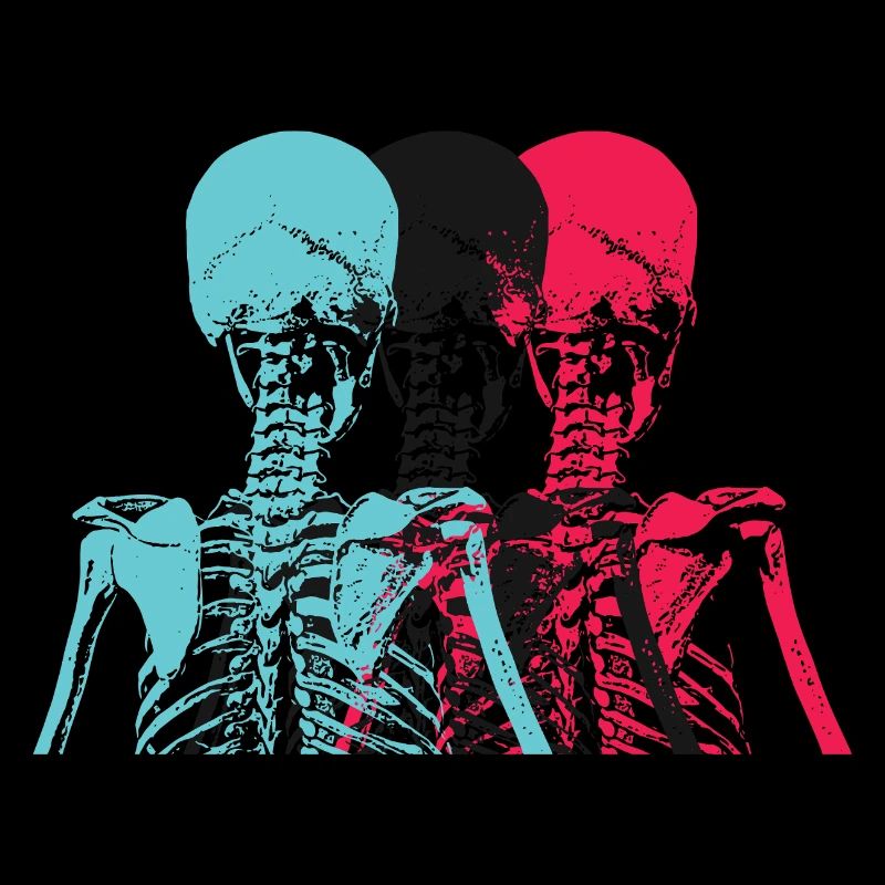 Pop Art Skeleton Neon Retro Design