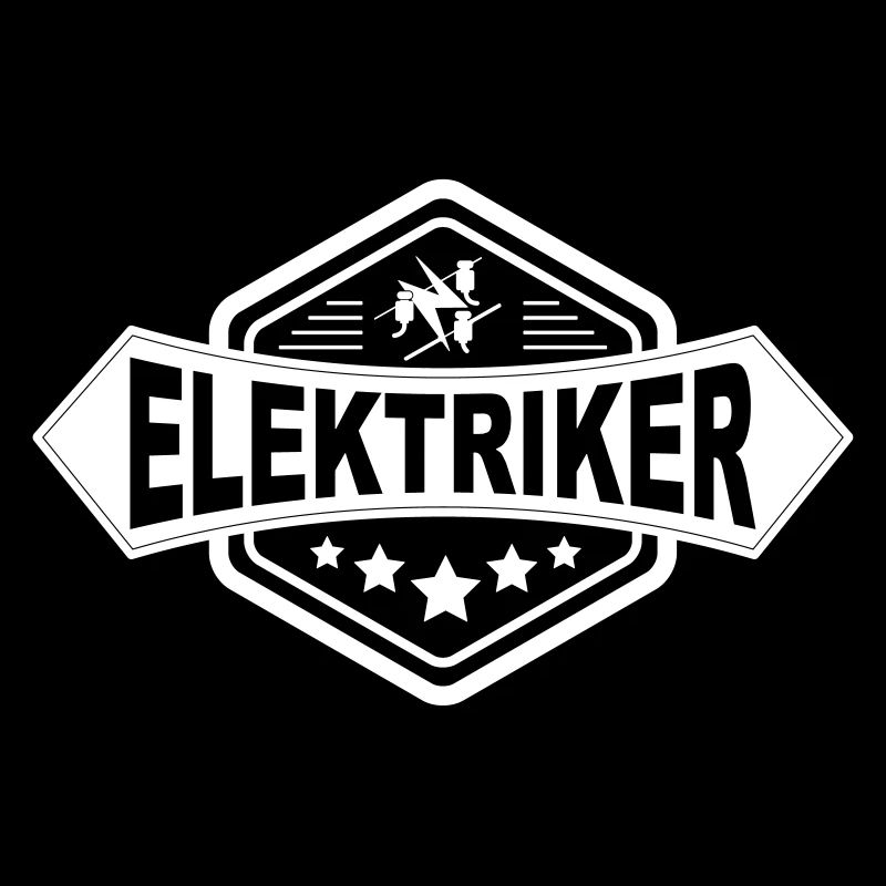 Cooles Elektriker Logo Label mit Zunftzeichen