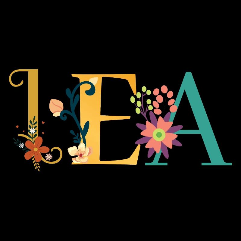 LEA Name Art avec fleurs brodées