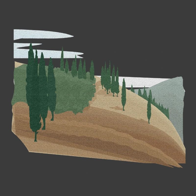 Pine forest hilly landscape with structure (modific.)