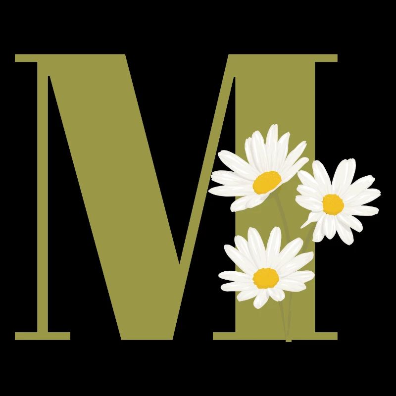 Buchstabe m grüne Gänseblümchen